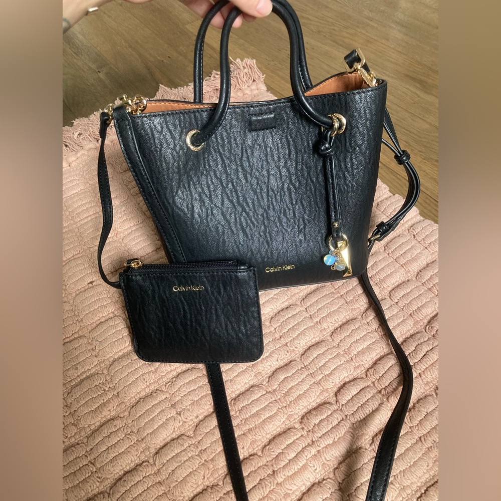 NWOT Calvin Klein Gabrianna Mini Bubble Lamb Bag in Black